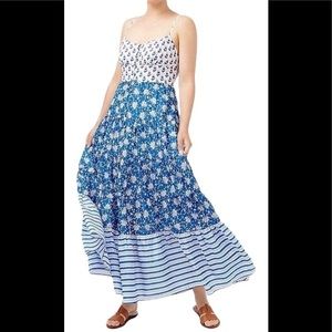 Jcrew blue floral tiered maxi size 00
